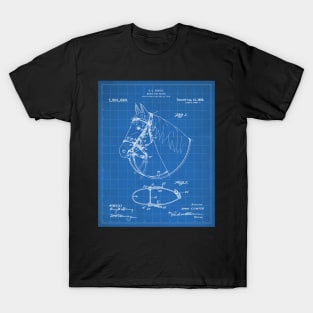 Horse Bridle Patent - Horse Lover Horse Stables Art - Blueprint T-Shirt